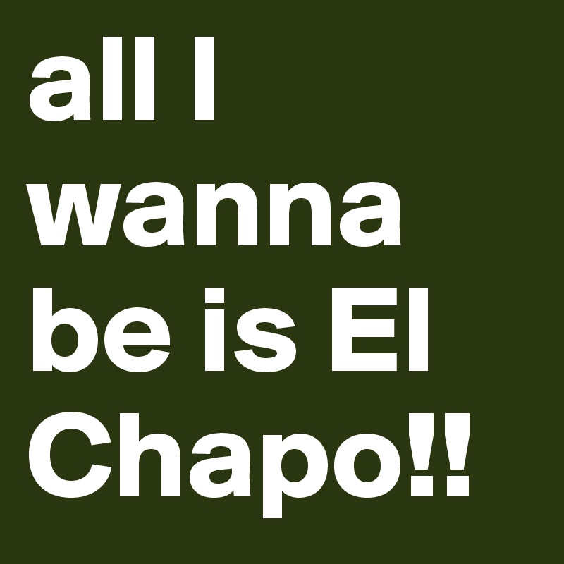 all I wanna be is El Chapo!!