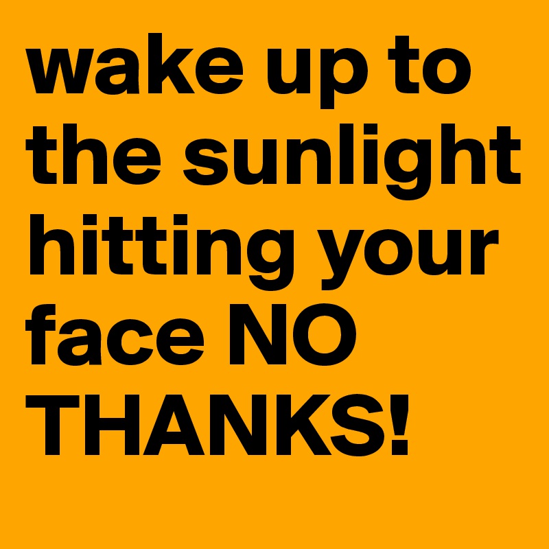 wake up to the sunlight hitting your face NO THANKS!
