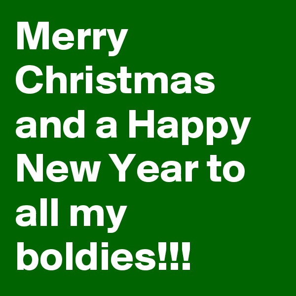 Merry Christmas and a Happy New Year to all my boldies!!!