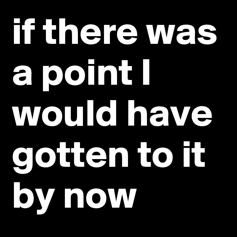 if there was a point I would have gotten to it by now