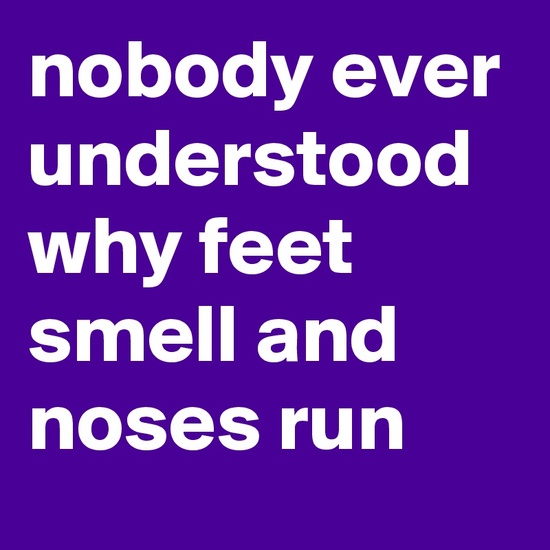 nobody ever understood why feet smell and noses run