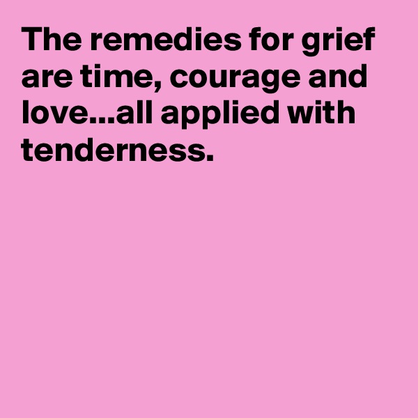 The remedies for grief are time, courage and love...all applied with tenderness.






