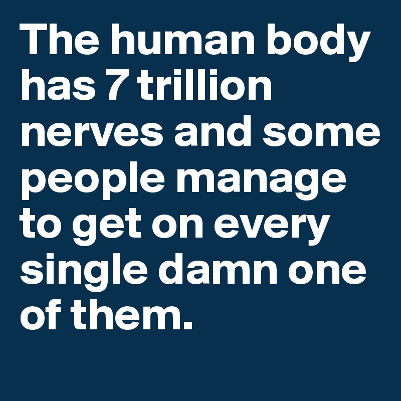 The human body has 7 trillion nerves and some people manage to get on every single damn one of them.