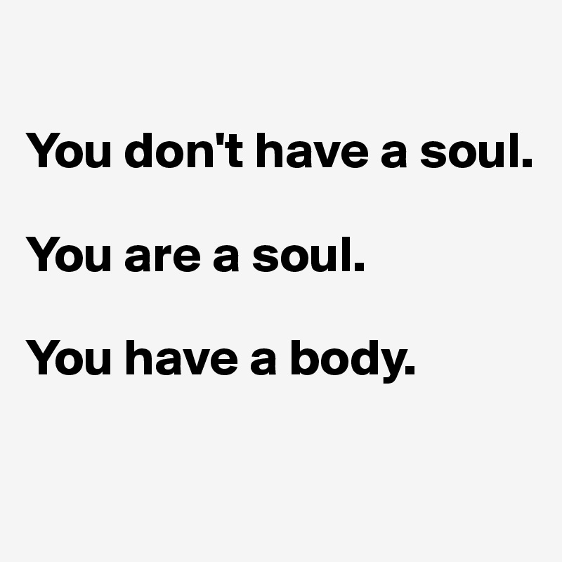 

You don't have a soul.

You are a soul.

You have a body.

