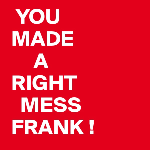   YOU
 MADE
      A
 RIGHT
   MESS
 FRANK !