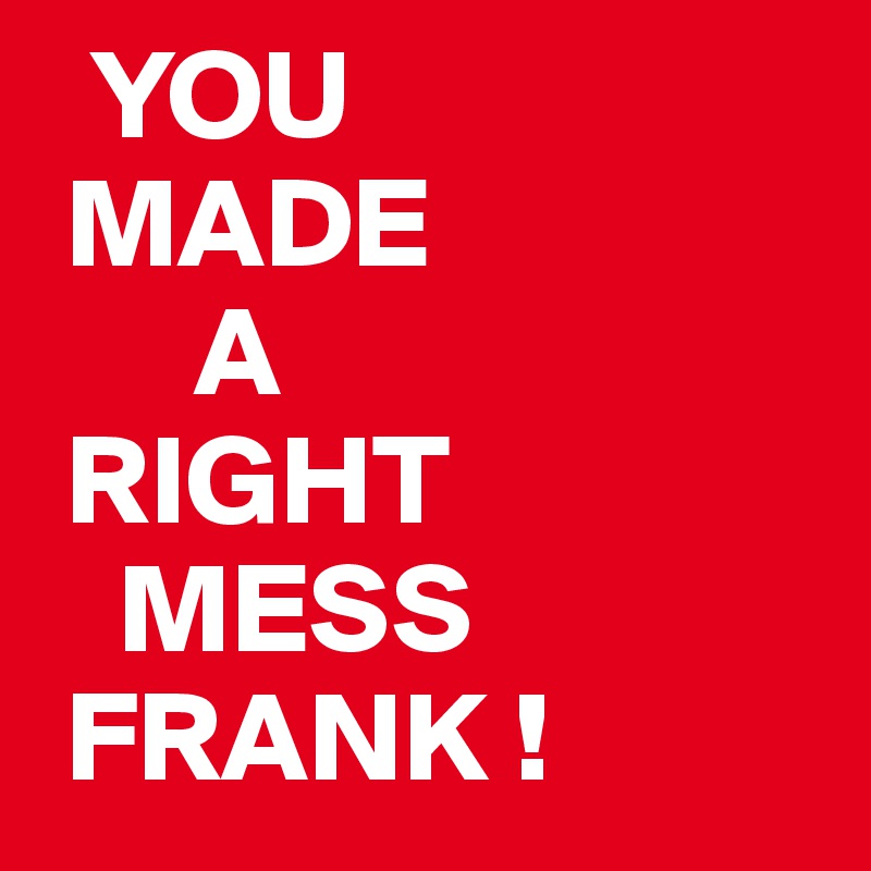   YOU
 MADE
      A
 RIGHT
   MESS
 FRANK !