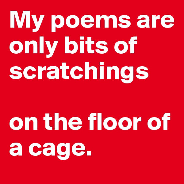 My poems are only bits of
scratchings 

on the floor of a cage.