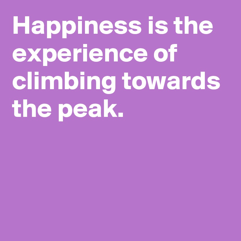 Happiness is the experience of climbing towards the peak.


