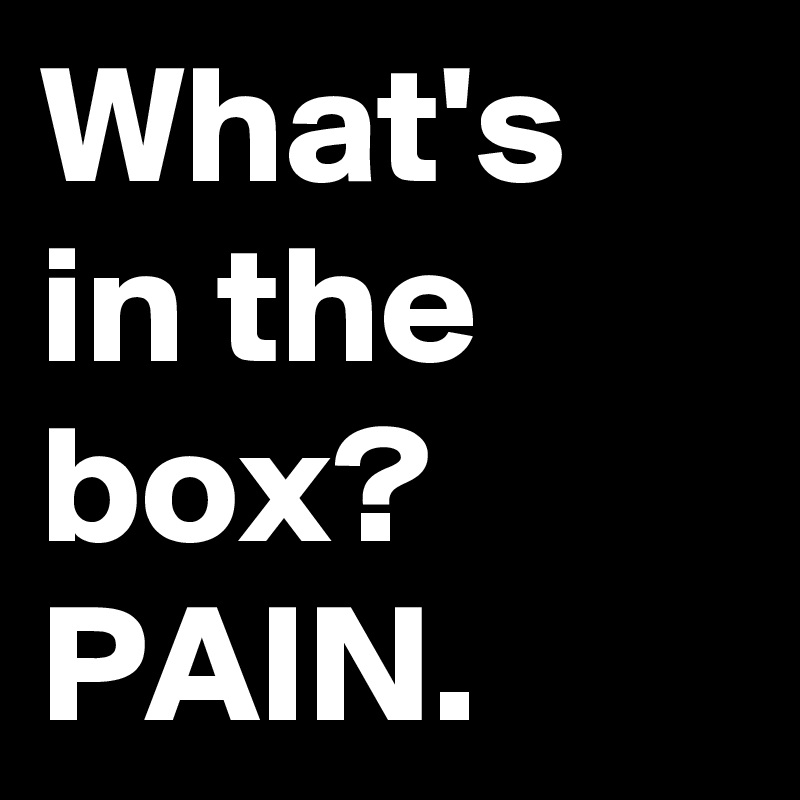 What's in the box?
PAIN.