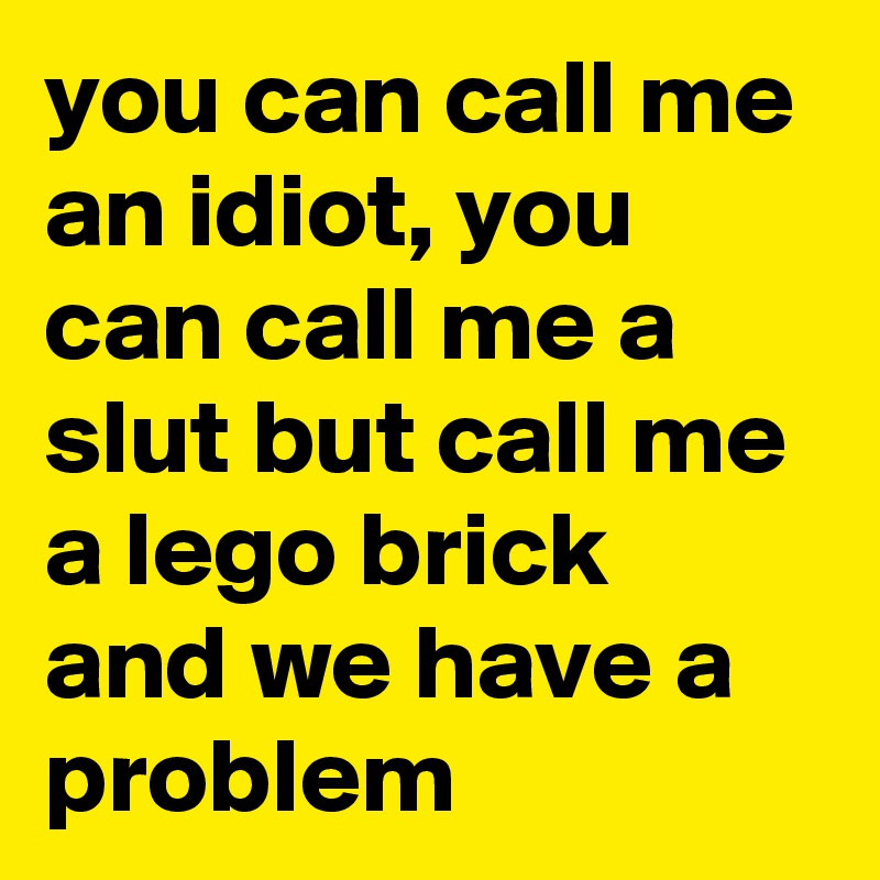 you can call me an idiot, you can call me a slut but call me a lego brick and we have a problem 