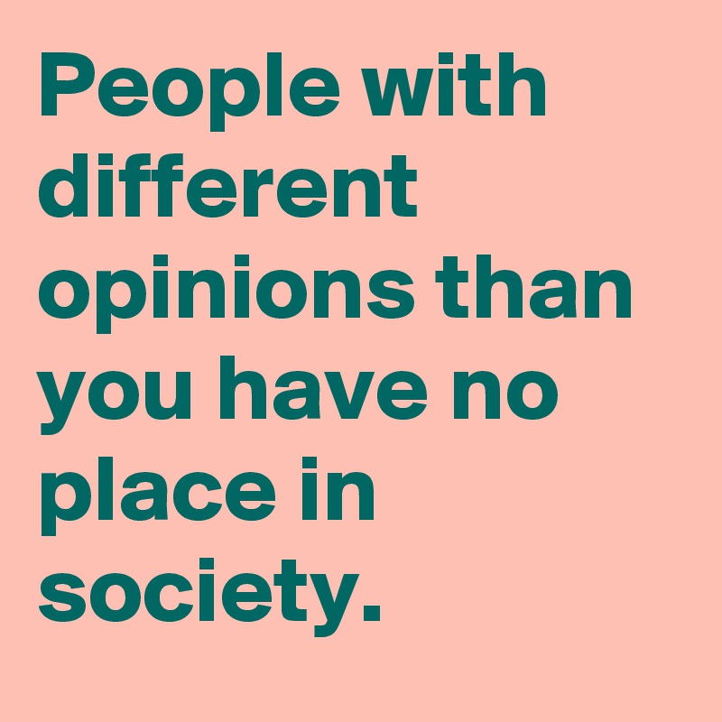 People with different opinions than you have no place in society.
