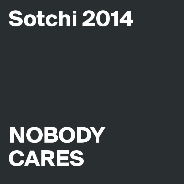 Sotchi 2014     




NOBODY
CARES