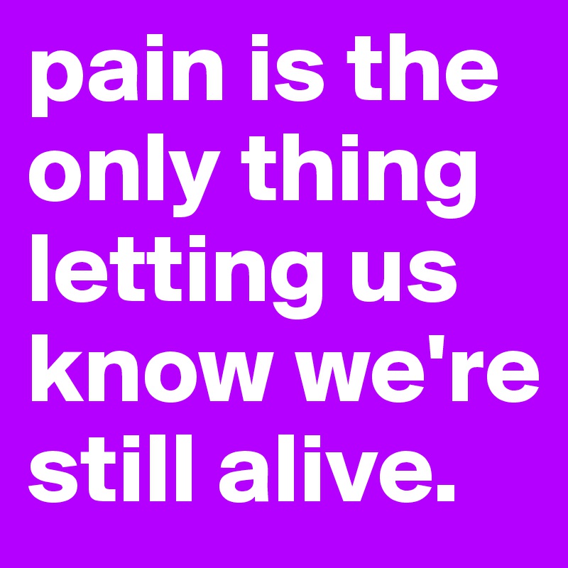 pain is the only thing letting us know we're still alive. 