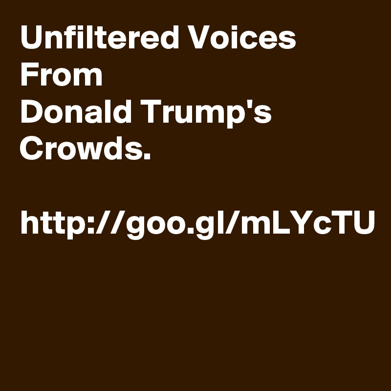 Unfiltered Voices 
From 
Donald Trump's Crowds.

http://goo.gl/mLYcTU