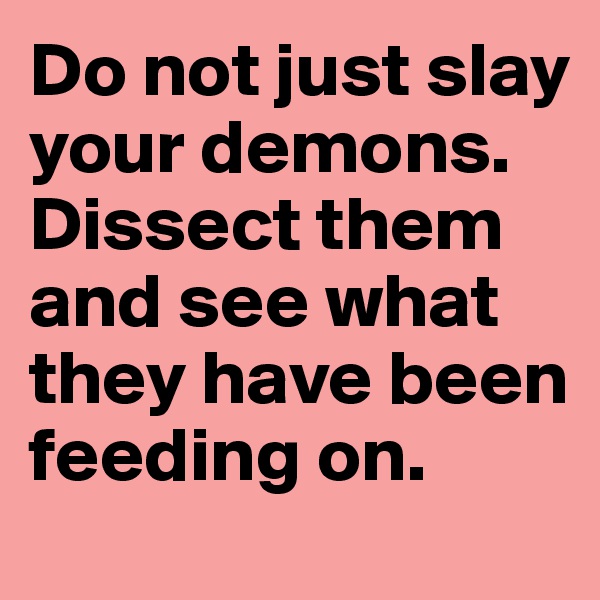 Do not just slay your demons. Dissect them and see what they have been feeding on. 