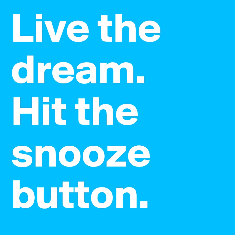 Live the dream.    Hit the snooze button.