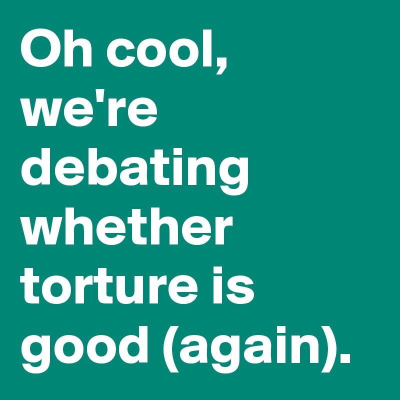 Oh cool, we're debating whether torture is good (again).