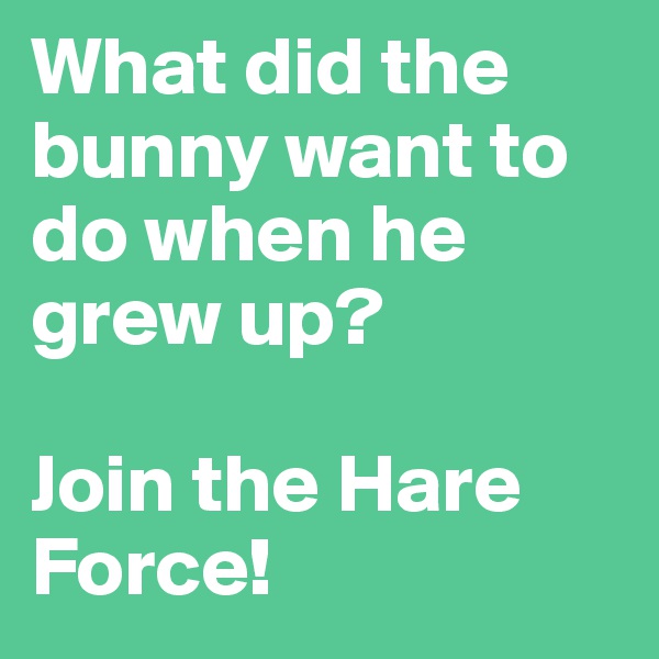What did the bunny want to do when he grew up? 

Join the Hare Force! 