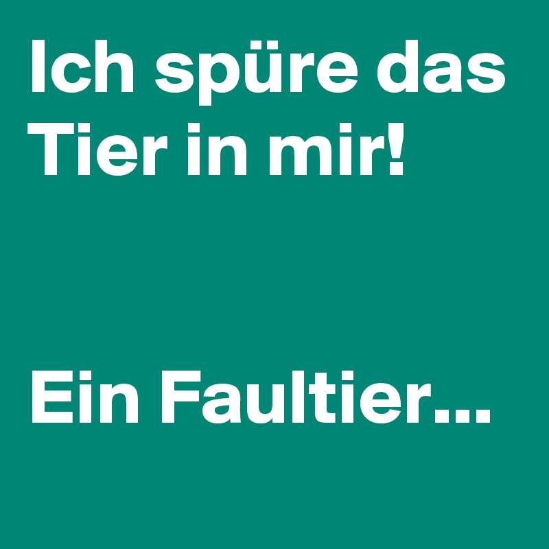 Ich spüre das Tier in mir!


Ein Faultier...