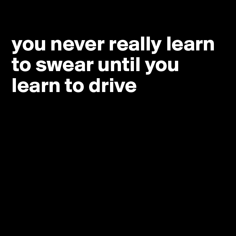 
you never really learn to swear until you learn to drive





