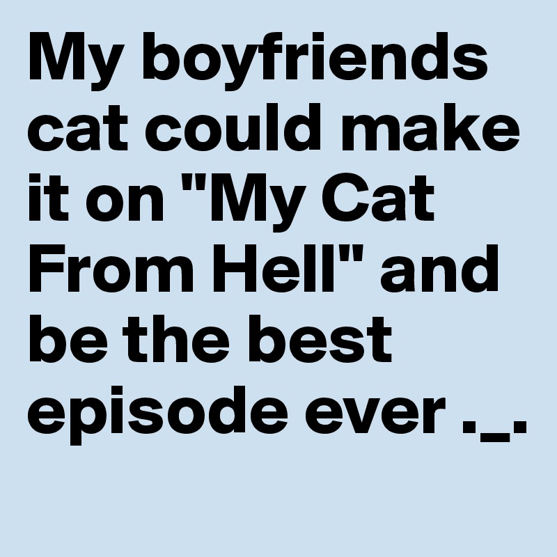 My boyfriends cat could make it on "My Cat From Hell" and be the best episode ever ._. 