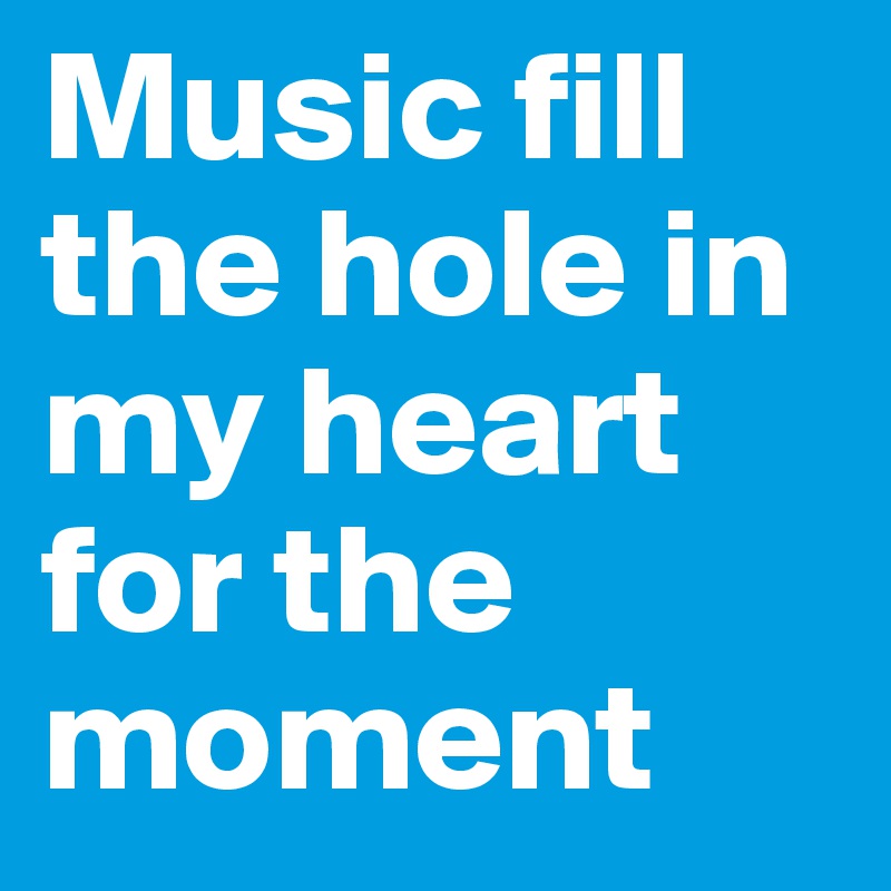 Music fill the hole in my heart for the moment