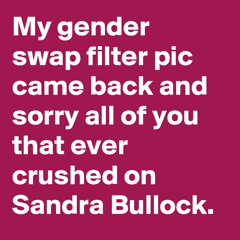 My Gender Swap Filter Pic Came Back And Sorry All Of You That Ever Crushed On Sandra Bullock 6093