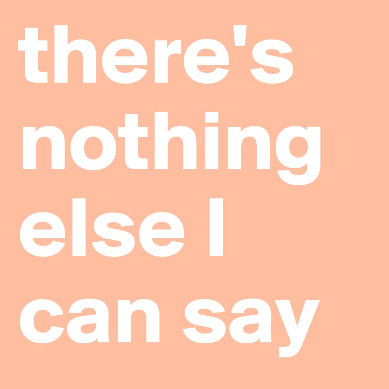 there's nothing else I can say
