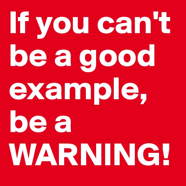 If you can't be a good example, be a WARNING!