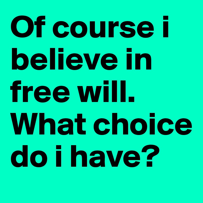 Of course i believe in free will. What choice do i have?