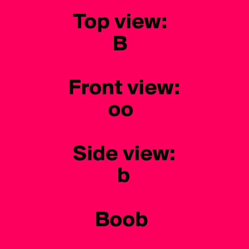               Top view:
                       B

             Front view:
                      oo

              Side view:
                        b

                   Boob