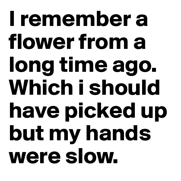 I remember a flower from a long time ago. Which i should have picked up but my hands were slow. 