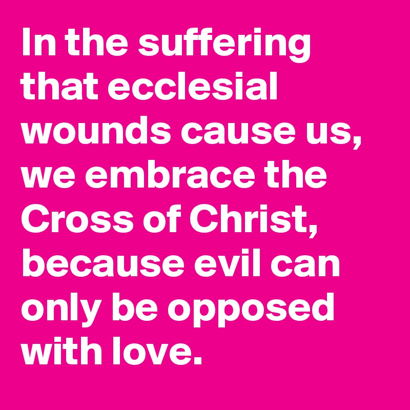 In the suffering that ecclesial wounds cause us, we embrace the Cross of Christ, because evil can only be opposed with love.