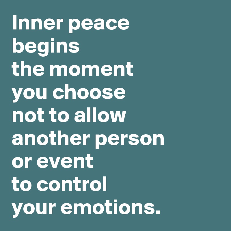 Inner peace begins the moment you choose not to allow another person or ...