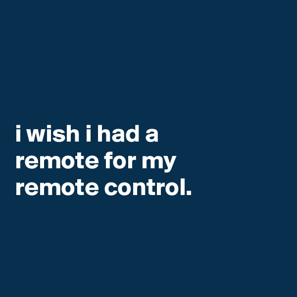



i wish i had a
remote for my
remote control.


