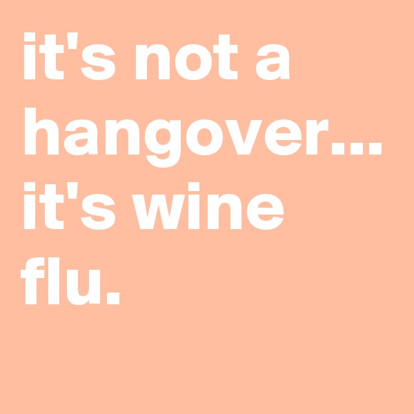 it's not a hangover... it's wine flu.