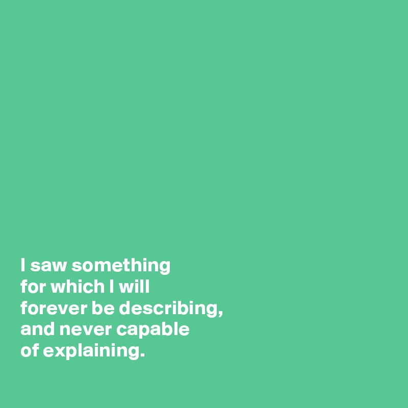 










I saw something
for which I will
forever be describing,
and never capable
of explaining.
