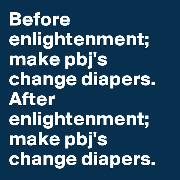 Before enlightenment; make pbj's change diapers. After enlightenment; make pbj's change diapers.