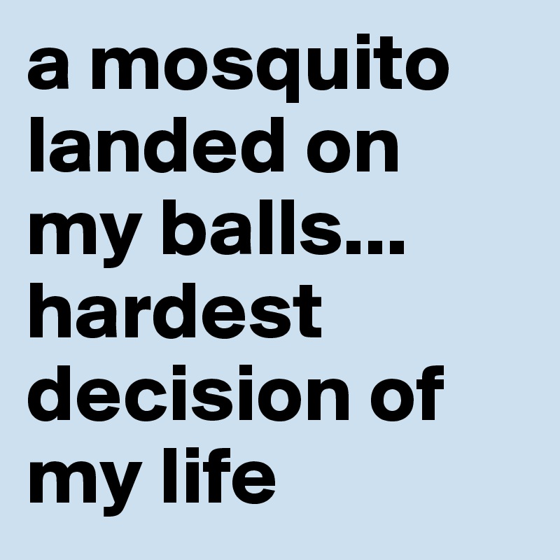 a mosquito landed on my balls... hardest decision of my life