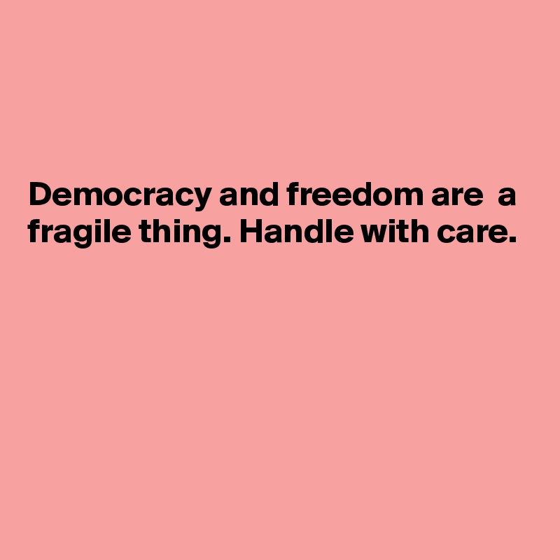 



Democracy and freedom are  a fragile thing. Handle with care.






