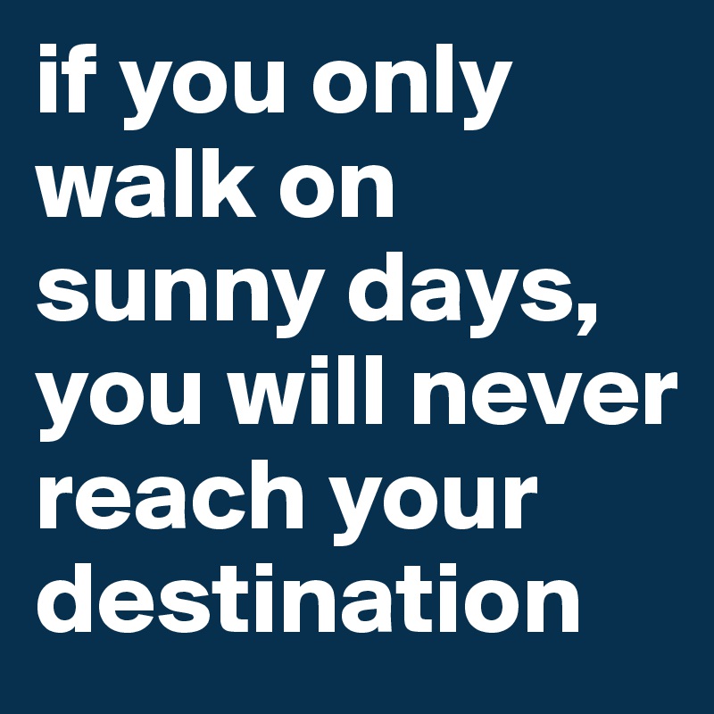 if you only walk on sunny days, you will never reach your destination