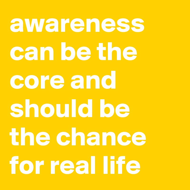 awareness can be the core and should be the chance for real life