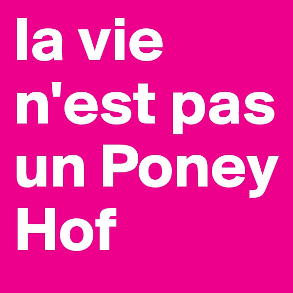 la vie n'est pas un Poney Hof