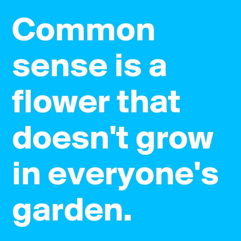 Common sense is a flower that doesn't grow in everyone's garden. 