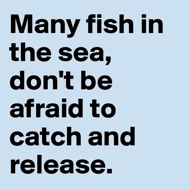 Many fish in the sea, don't be afraid to catch and release. 