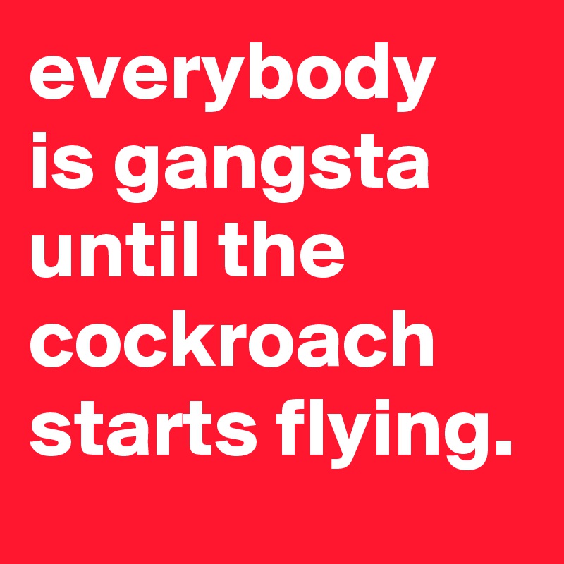 everybody is gangsta until the cockroach starts flying.