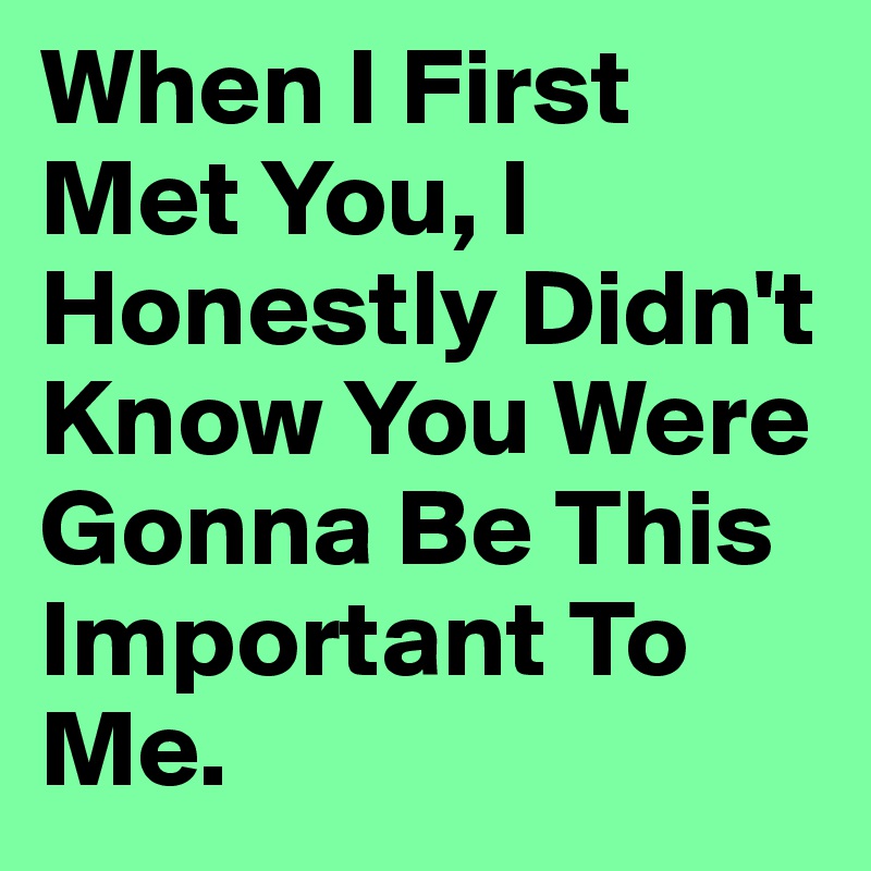 When I First Met You, I Honestly Didn't Know You Were Gonna Be This Important To Me.