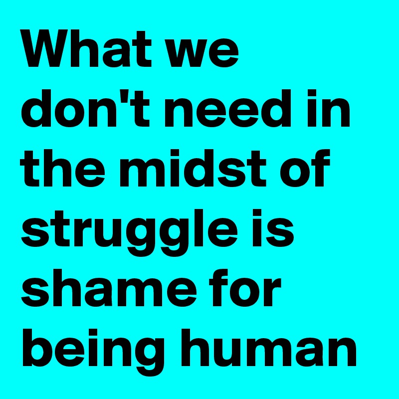 What we don't need in the midst of struggle is shame for being human
