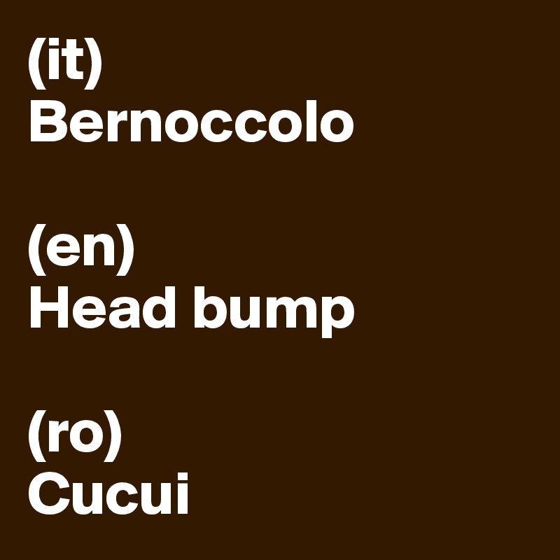 (it)
Bernoccolo

(en)
Head bump

(ro)
Cucui