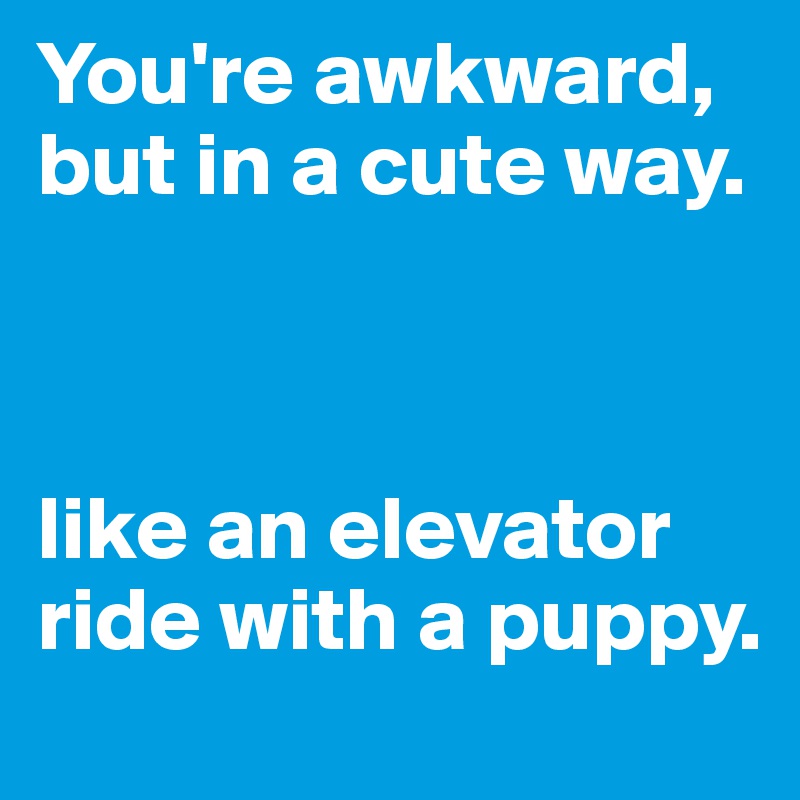 You're awkward, but in a cute way. 



like an elevator ride with a puppy. 